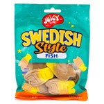 JUICY JELLY SWEDISH STYLE BANANA TOFFEE FISH PEG BAG 100G X 12