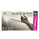NITRILE GLOVES BLACK POWDER FREE SMALL 100 PCS