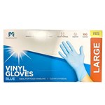 VINYL GLOVES BLUE POWDER FREE LARGE 100 PCS